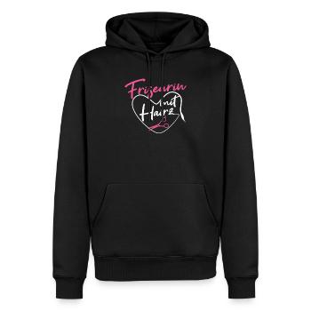 Friseurin Frisörin mit Hairz Geschenk - Männer Premium Bio Hoodie - Schwarz - Vorne - Nico (187cm)