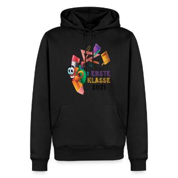 Schulkind 2021 1. Klasse Einschulung Stift Lineal - Männer Premium Bio Hoodie - Schwarz - Vorne - Nico (187cm)