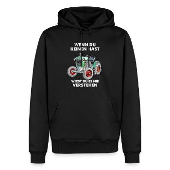 Traktor Fan T-shirt - Männer Premium Bio Hoodie - Schwarz - Vorne - Nico (187cm)