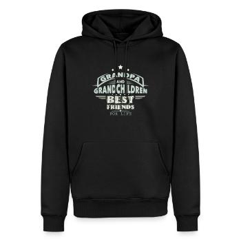 Grand-père et petits-enfants - Sweat à capuche Premium bio Homme - noir - Devant - Nico (187cm)