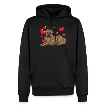 Presa Canario chien avec des animaux en peluche et des coeurs - Sweat à capuche Premium bio Homme - noir - Devant - Nico (187cm)