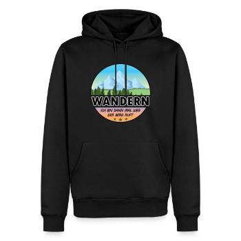 Ich bin dann mal weg, der Berg ruft - Männer Premium Bio Hoodie - Schwarz - Vorne - Nico (187cm)