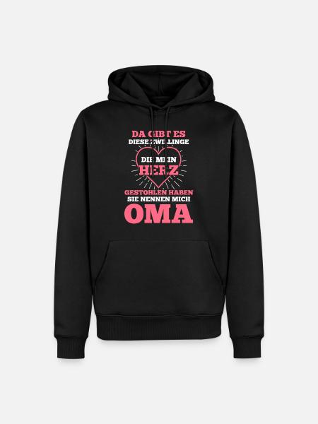 Oma Zwillinge Enkel Großmutter - Männer Premium Bio Hoodie - Schwarz