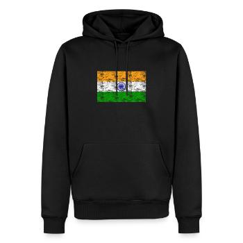 Inde drapeau vintage - Sweat à capuche Premium bio Homme - noir - Devant - Nico (187cm)