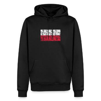 Pologne Drapeau Vintage - Sweat à capuche Premium bio Homme - noir - Devant - Nico (187cm)