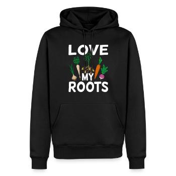 Amour Mes Racines Jardinier amusant Amusement - Sweat à capuche Premium bio Homme - noir - Devant - Nico (187cm)