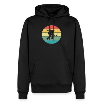 Retro Vintage Boccia Boule Petanque-Spieler - Männer Premium Bio Hoodie - Schwarz - Vorne - Nico (187cm)
