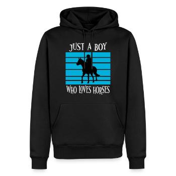 Nur Ein Junge, Der Pferde Liebt - Männer Premium Bio Hoodie - Schwarz - Vorne - Nico (187cm)