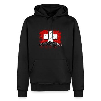 Schweiz Tshirt Zürich Bern Flagge Switzerland - Männer Premium Bio Hoodie - Schwarz - Vorne - Nico (187cm)