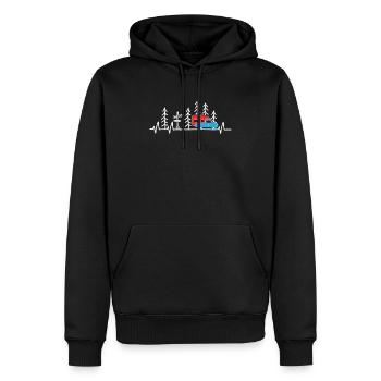 Camping camper settling cabin heartbeat - Men’s Premium Organic Hoodie - black - Front - Nico (187cm)