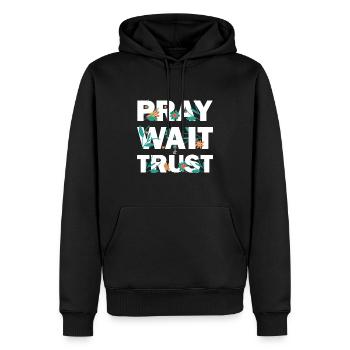 Pray Wait Trust Hope believe et have faith - Sweat à capuche Premium bio Homme - noir - Devant - Nico (187cm)