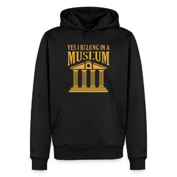Oui, je suis à l’écoute du Musée International - Sweat à capuche Premium bio Homme - noir - Devant - Nico (187cm)
