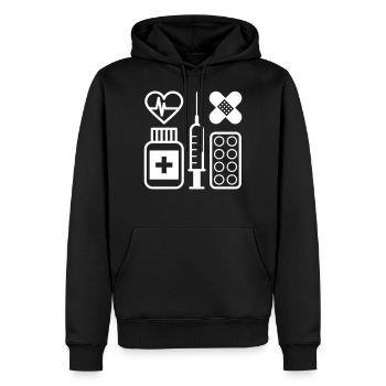 Infirmière T-shirt - Sweat à capuche Premium bio Homme - noir - Devant - Nico (187cm)