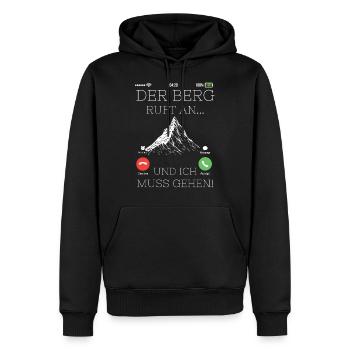 Der Berg ruft Wandern Berg liebe - Männer Premium Bio Hoodie - Schwarz - Vorne - Nico (187cm)