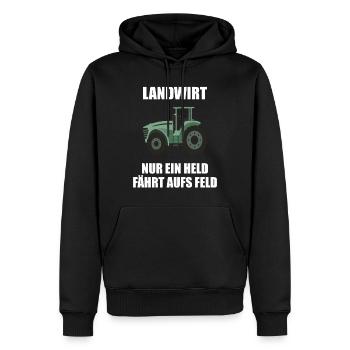 Traktor Landwirt Nur ein Held Fährt Aufs Feld - Männer Premium Bio Hoodie - Schwarz - Vorne - Nico (187cm)