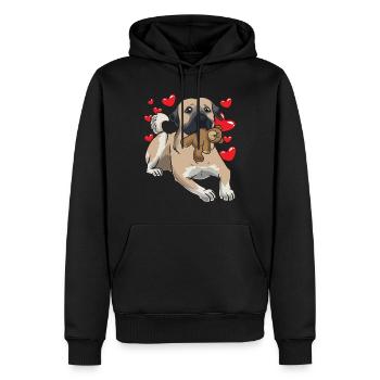 Kangal chien avec animal en peluche et de nombreux cœurs - Sweat à capuche Premium bio Homme - noir - Devant - Nico (187cm)