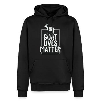 Goat Lives Matter - Sweat à capuche Premium bio Homme - noir - Devant - Nico (187cm)