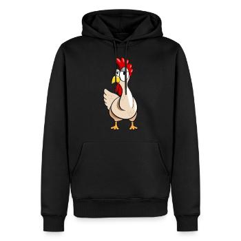 Drôle de poulet cadeau poulet poule élevage - Sweat à capuche Premium bio Homme - noir - Devant - Nico (187cm)