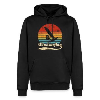 Windsurfing Windsurfer Retro Geschenkidee - Männer Premium Bio Hoodie - Schwarz - Vorne - Nico (187cm)