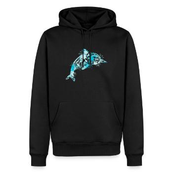 Delfin - Männer Premium Bio Hoodie - Schwarz - Vorne - Nico (187cm)