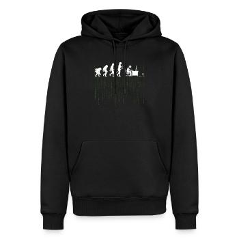 Evolution Computer Enticklung BrushIng Gift - Men’s Premium Organic Hoodie - black - Front - Nico (187cm)