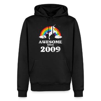 Année 2009 Année de naissance Anniversaire - Sweat à capuche Premium bio Homme - noir - Devant - Nico (187cm)