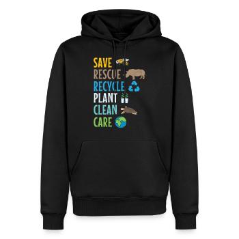 Environnement écologiste - Sweat à capuche Premium bio Homme - noir - Devant - Nico (187cm)