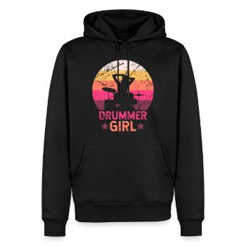 Batterie-batteur Girl batterie - Sweat à capuche Premium bio Homme - noir - Devant - Nico (187cm)