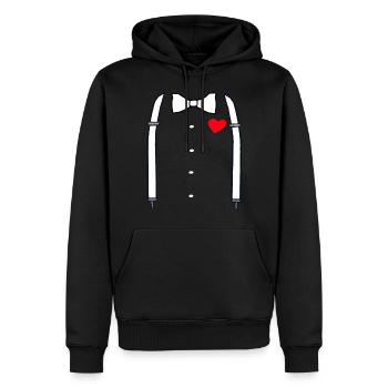Bretelles et noeud papillon avec coeur JGA gratt - Sweat à capuche Premium bio Homme - noir - Devant - Nico (187cm)
