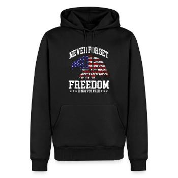 Memorial Day Never Forget Freedom Is Not For Free - Männer Premium Bio Hoodie - Schwarz - Vorne - Nico (187cm)