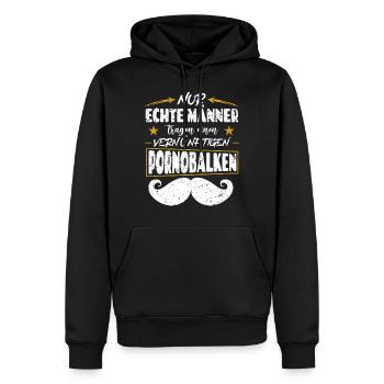 Pornobalken Schnauzer Schnurrbart Schnorres Bürste - Männer Premium Bio Hoodie - Schwarz - Vorne - Nico (187cm)