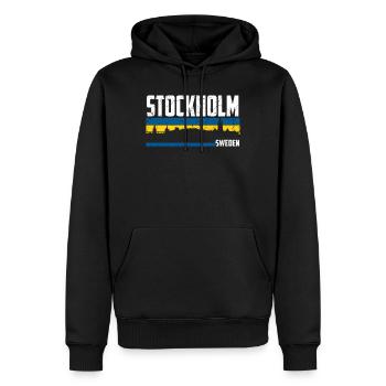 Stockholm Skyline - Männer Premium Bio Hoodie - Schwarz - Vorne - Nico (187cm)