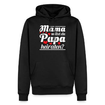 Tu veux te marier ? Demande en mariage Idées avec enfant - Sweat à capuche Premium bio Homme - noir - Devant - Nico (187cm)
