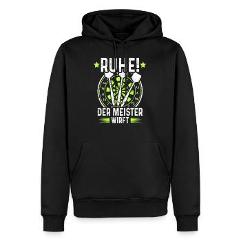 Dart Ruhe Der Meister Wirft Dartsport - Männer Premium Bio Hoodie - Schwarz - Vorne - Nico (187cm)