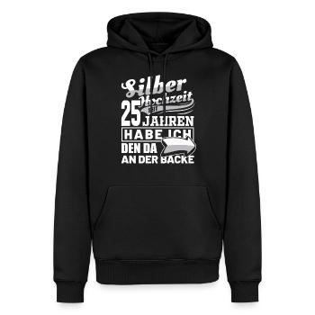Mariage d’argent Mariage mariage femme idée cadeau - Sweat à capuche Premium bio Homme - noir - Devant - Nico (187cm)