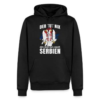 Serbien Jugo Geschenk Belgrad Serbia Wappen Srbija - Männer Premium Bio Hoodie - Schwarz - Vorne - Nico (187cm)