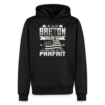 Je Suis Breton Humour - Sweat à capuche Premium bio Homme - noir - Devant - Nico (187cm)