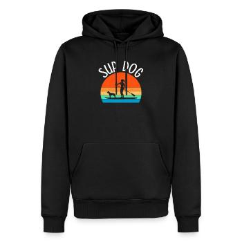 Sup Dog, paddle boarding - Sweat à capuche Premium bio Homme - noir - Devant - Nico (187cm)