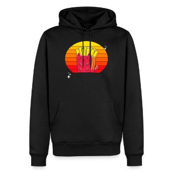 Chats Frites Coucher de soleil - Sweat à capuche Premium bio Homme - noir - Devant - Nico (187cm)