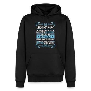 Bonus Papa Stiefpapa Stiefvater Stief Ehemann Dad - Männer Premium Bio Hoodie - Schwarz - Vorne - Nico (187cm)