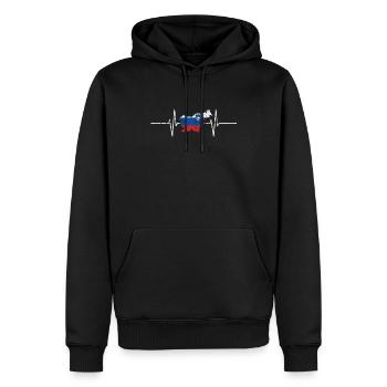 Slowenien Slovenia Herzschlag EKG Vintage Flagge - Männer Premium Bio Hoodie - Schwarz - Vorne - Nico (187cm)