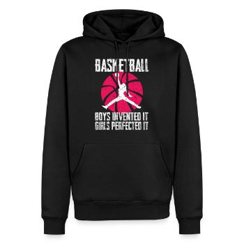 Basketball Mädchen - Männer Premium Bio Hoodie - Schwarz - Vorne - Nico (187cm)