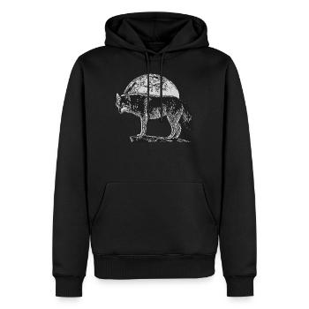 Wolf Aufdruck Kunst Wolfsmotiv Motiv Wolfmotiv - Männer Premium Bio Hoodie - Schwarz - Vorne - Nico (187cm)