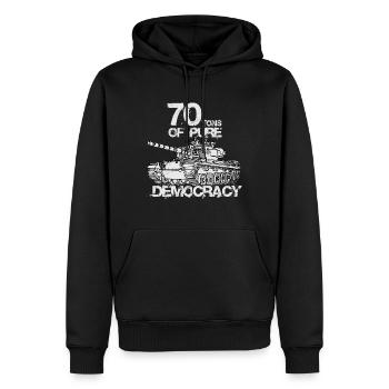 Panzer Soldaten outfit cooles Leopard Panzer motiv - Männer Premium Bio Hoodie - Schwarz - Vorne - Nico (187cm)