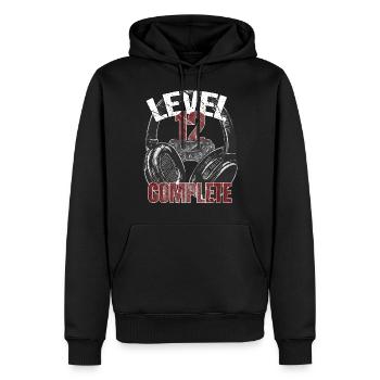 Level 12 complete gamer zocker birthday saying - Men’s Premium Organic Hoodie - black - Front - Nico (187cm)