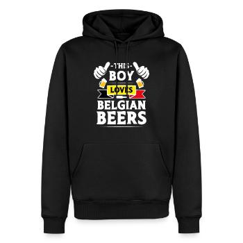 This boy loves Belgian beers - Sweat à capuche Premium bio Homme - noir - Devant - Nico (187cm)