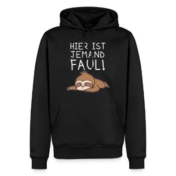 Faultier Lustig - Männer Premium Bio Hoodie - Schwarz - Vorne - Nico (187cm)