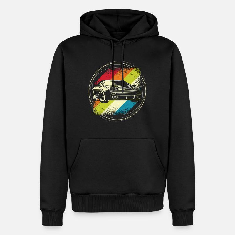 Rallye auto retro - Männer Premium Bio Hoodie - Schwarz