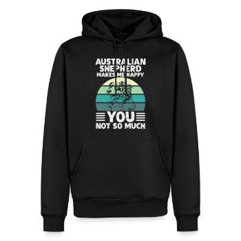 CHEPHERD AUSTRALIEN MAKES ME HEUREUX VOUS N’AVEZ PAS BESOIN DE MUCH - Sweat à capuche Premium bio Homme - noir - Devant - Nico (187cm)