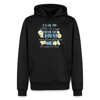 Christlicher Bibelvers Religion Blume - Männer Premium Bio Hoodie - Schwarz - Vorne - Nico (187cm)